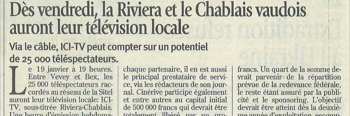 Dès vendredi, la Riviera et le Chablais vaudois auront leur télévision locale