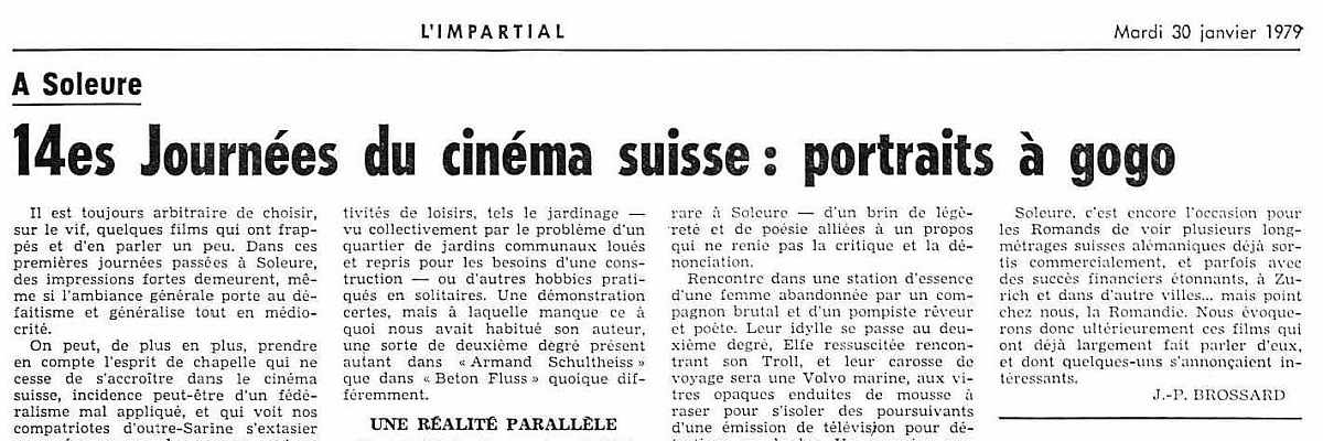 14es Journées du cinéma suisse : portraits à gogo