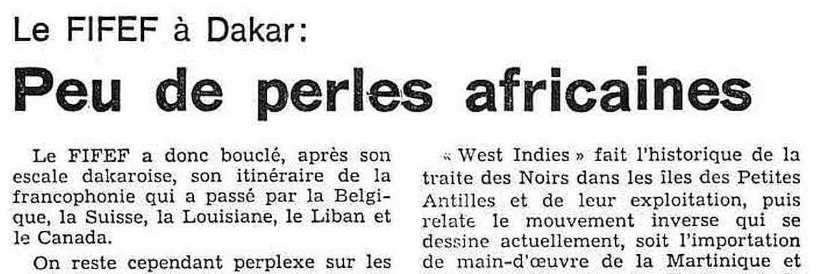 Le FIFEF à Dakar